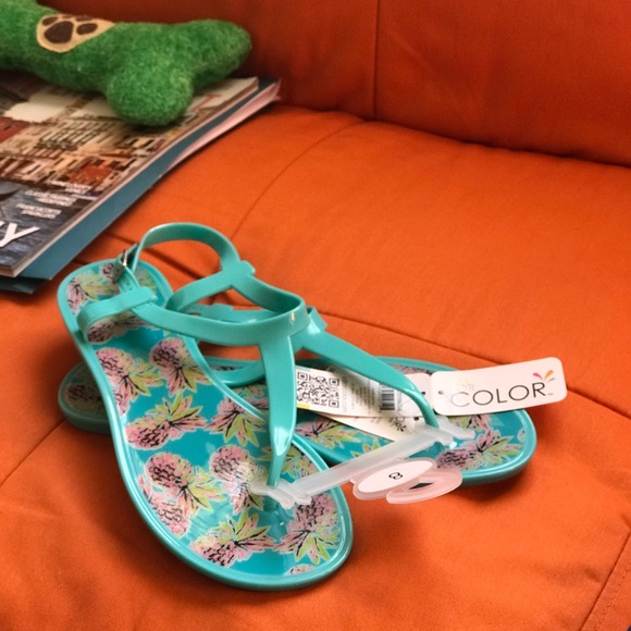 All For Color Shoes Nwt Aqua Jelly Tstrap Sandals Poshmark